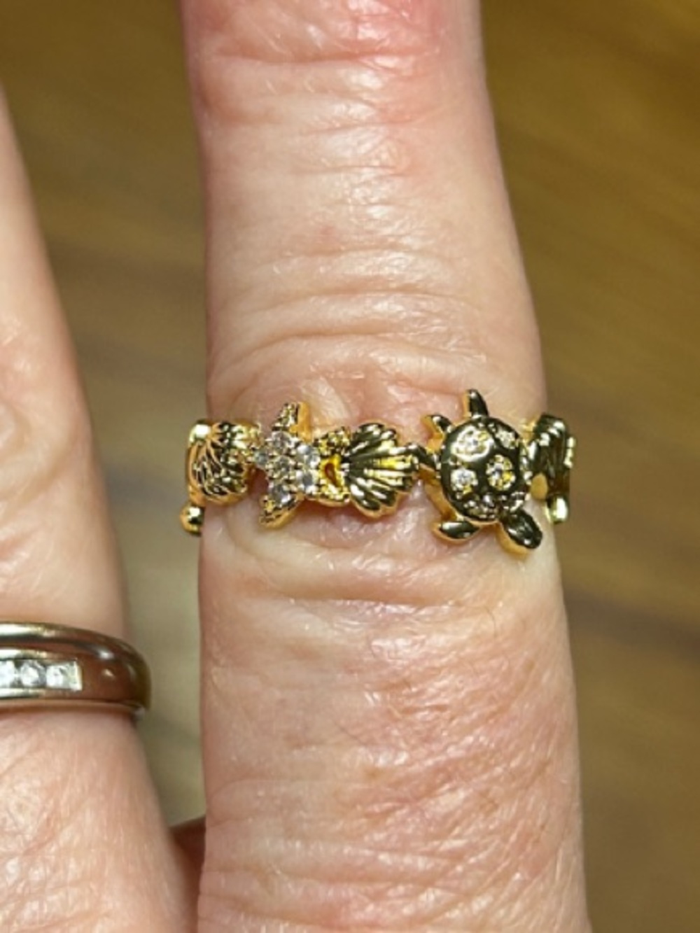 3/$25 Delicate Gold Floral Turtle Ring